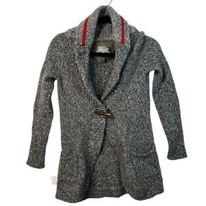 Rusticcore Roots Cabin Wool Sweater Gray Shawl Toggle Cardigan Jacket XS